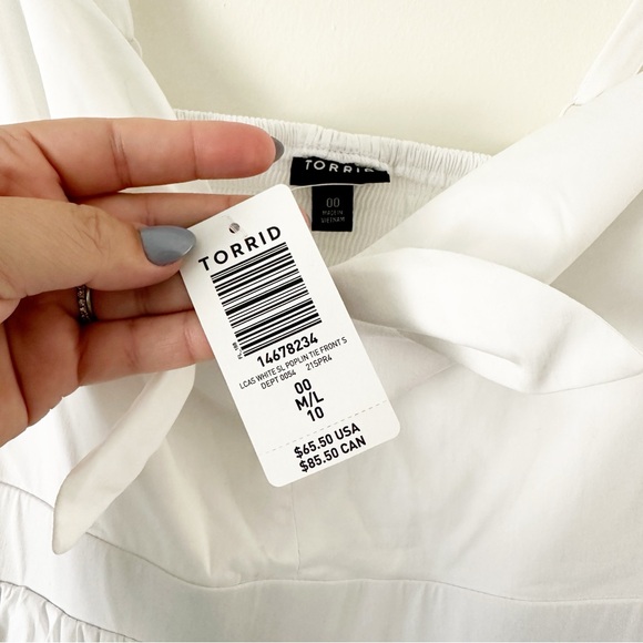Torrid Mini Poplin Tie-Front Skater Dress White 00 M 10 NWT - Picture 7 of 13